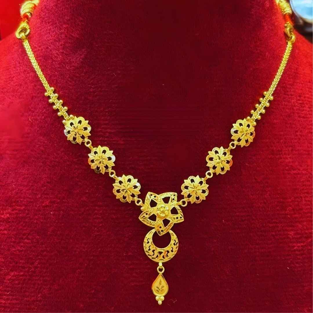 Classic Floral Drop Gold Necklace