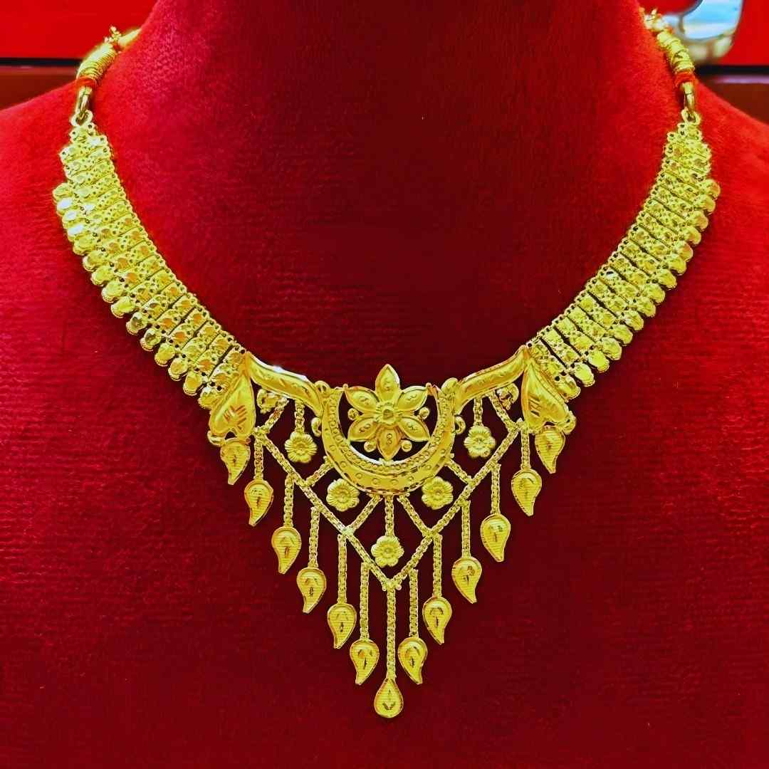 Temple Inspired Floral Gold Necklace